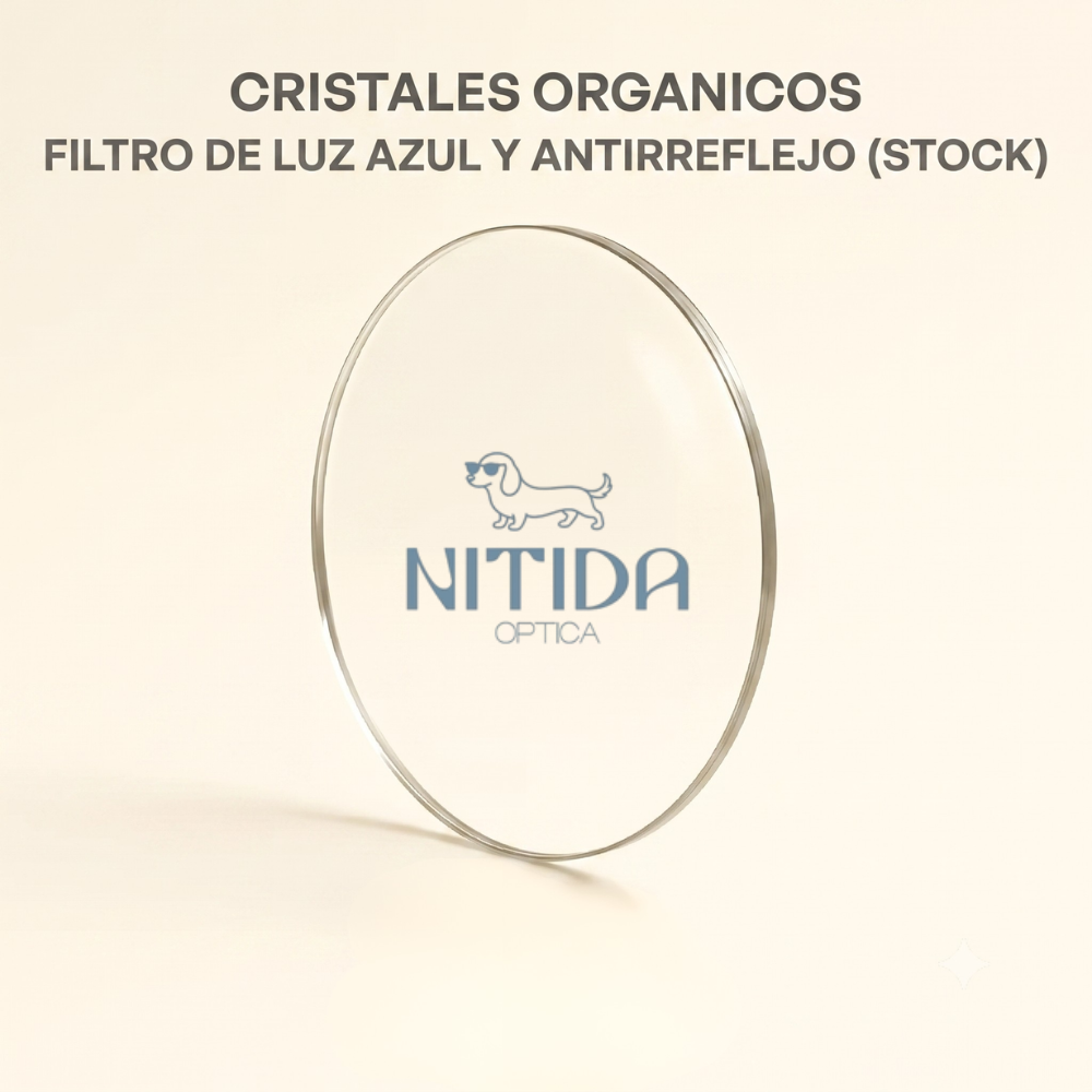 Cristales Orgánicos Filtro de Luz Azul + Antirreflejo (Stock)